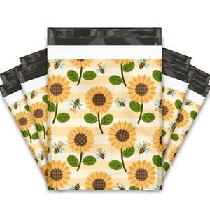 20 Sunflower Bee Poly Mailers 10x13 Floral Shipping Bags Boutique Packaging 🌻